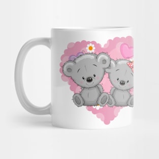 Two cute love bear cubs on the background of a heart Mug